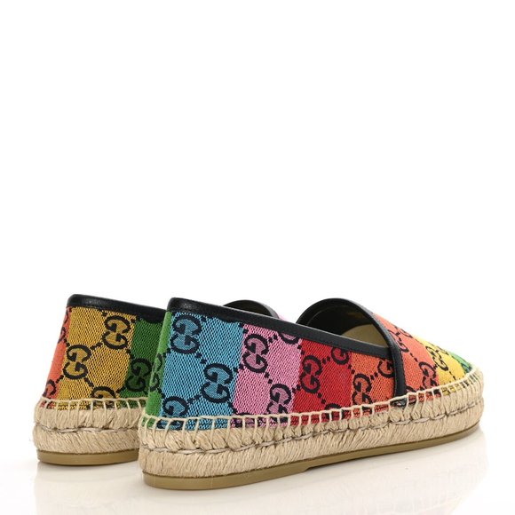 100% AUTHENTIC GUCCI MONOGRAM MULTICOLOR ESPADRILLES SHOES SIZE 35 - Picture 6 of 10